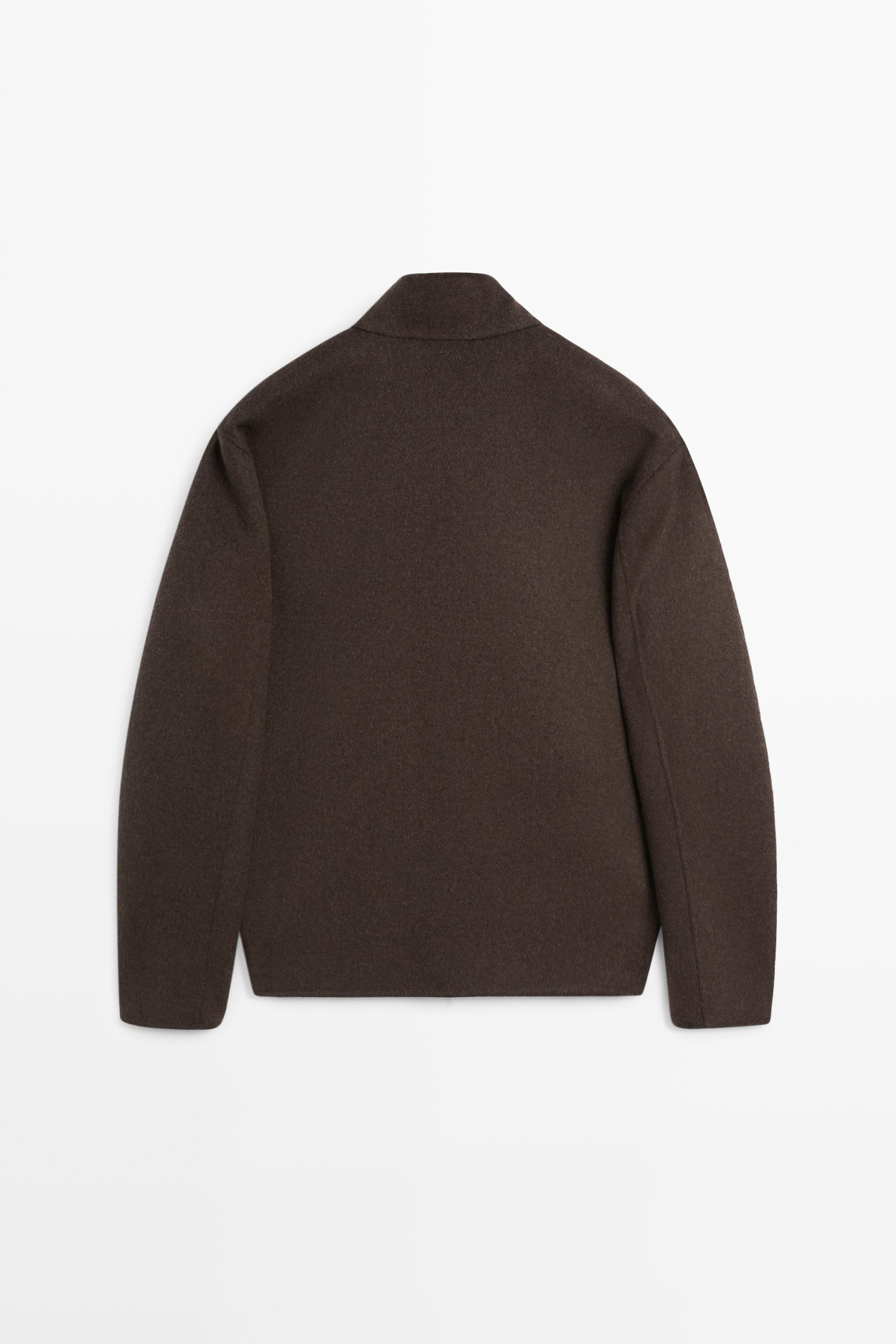 Wool blend double-fabric jacket with high neck